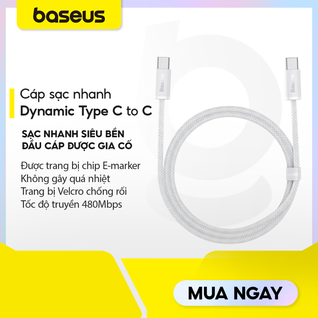 Dây sạc nhanh Baseus 100W Type-C to Type-C Dynamic 1M