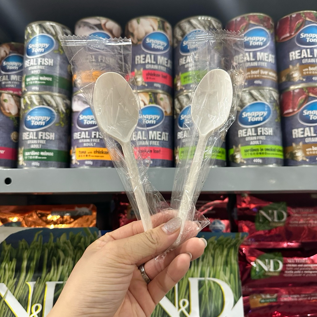 Thìa dùng 1 lần có màng bọc - Muỗng nhựa xúc Pate cho Mèo hihi