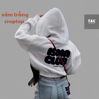 Áo Khoác Nỉ Hoodie Croptop, Phong Cách Thể Thao Chất Dày Dặn Có Mũ 2 Lớp T&C FASHION