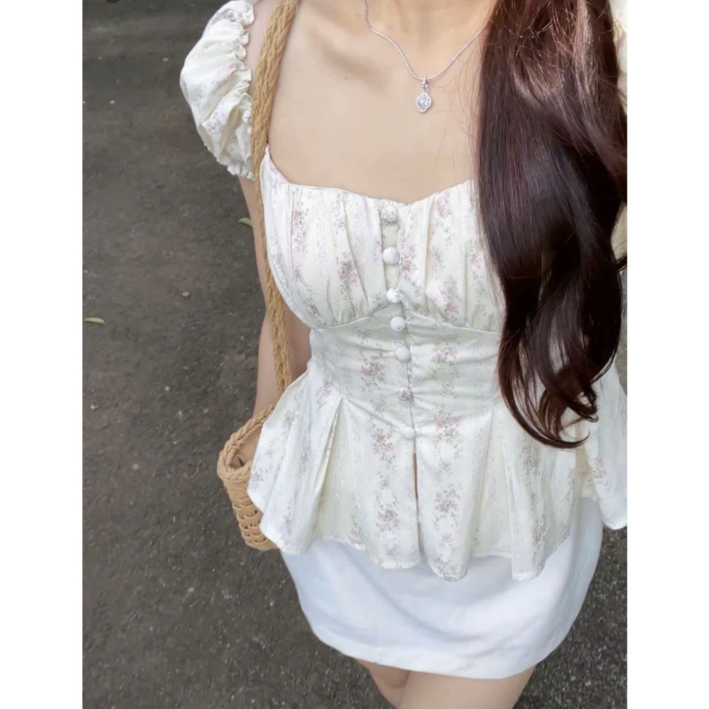 ÁO ÔM XÒE CÓ TAY ,Phối nút bọc , lưng chun ,có mút , may 2 lớp ,size SML ( A110) | BigBuy360 - bigbuy360.vn