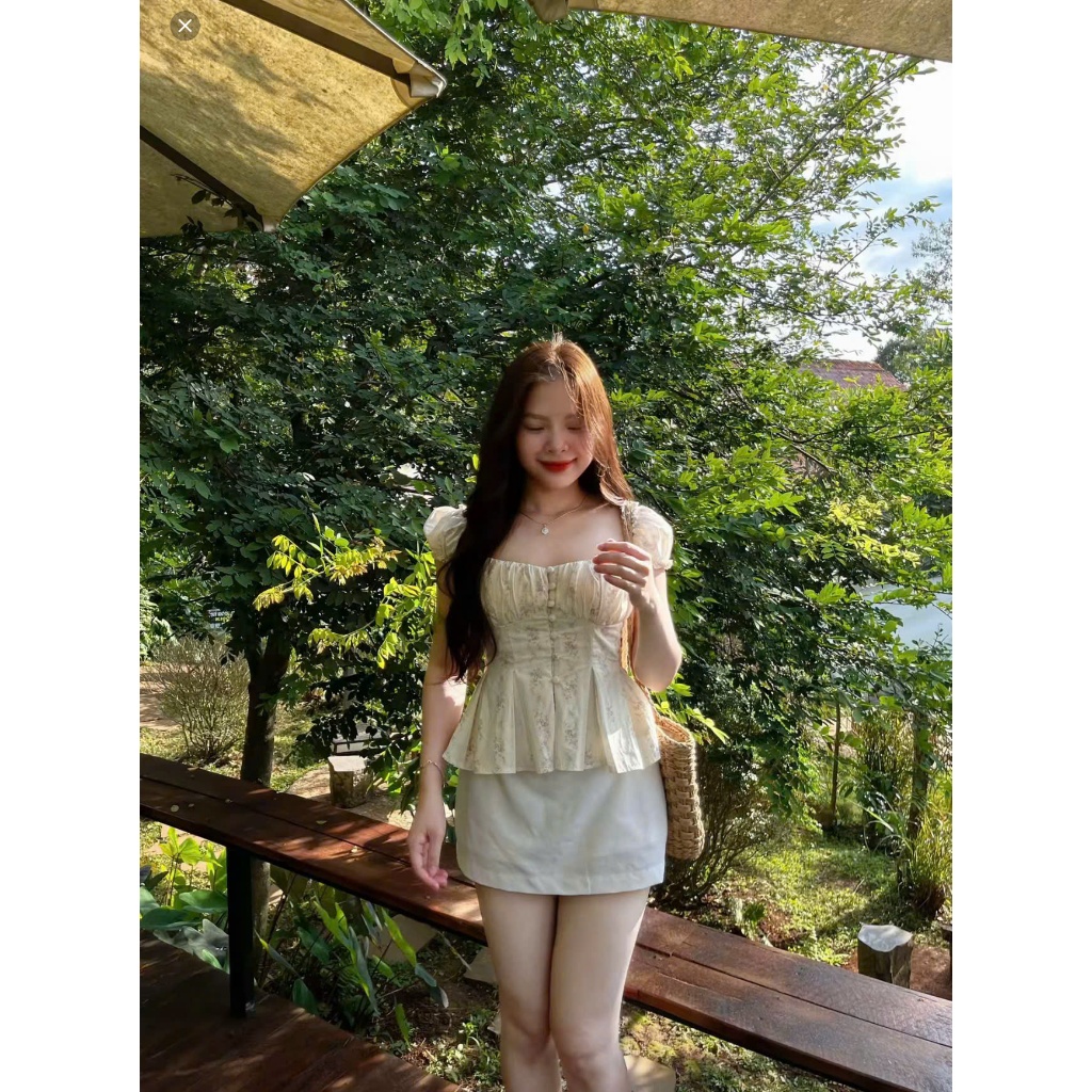 ÁO ÔM XÒE CÓ TAY ,Phối nút bọc , lưng chun ,có mút , may 2 lớp ,size SML ( A110) | BigBuy360 - bigbuy360.vn