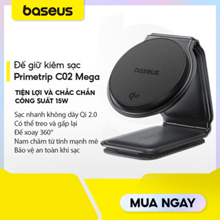 Đế giữ điện thoại Baseus Primetrip C02 Mega 15w kiêm sạc nam châm tự động trên ô tô/xe hơi tiện dụng -  Hàng chính hãng