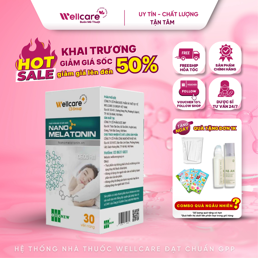 [CHÍNH HÃNG VIỆT NAM] GIẤC NGỦ NGON] Nano Melatonin Oic Wellcare lọ 30 viên, bổ sung Melatonin, hỗ t
