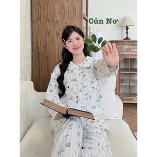 Bộ Đồ Ngủ BY CHANN  SP10  áo dài quần dài họa tiết dễ thương có bigsize 80kg 