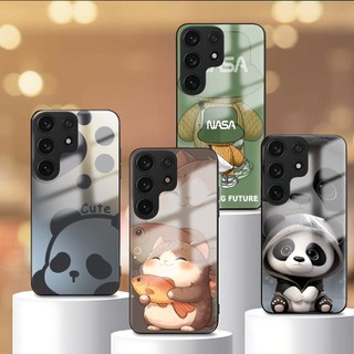  Ốp Lưng cho Samsung Galaxy S22 ULTRA  S23 ULTRA – Hình dễ thương Panda mèo cá – Mặt kính cao cấp 