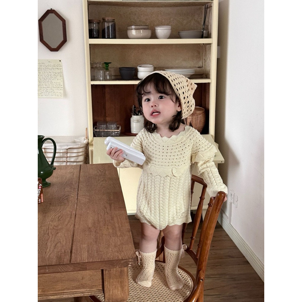 bodysuit len cho bé gái, bodysuit cutemily mùa đông cho bé, suit liền thân cho bé, romper len bé gái