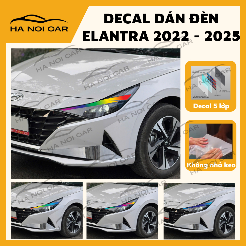 Tem dán đèn Elantra 2022 - 2025 (2 bên), Decal dán đổi màu đèn Elantra ,Tem decal 3 lớp không phai m