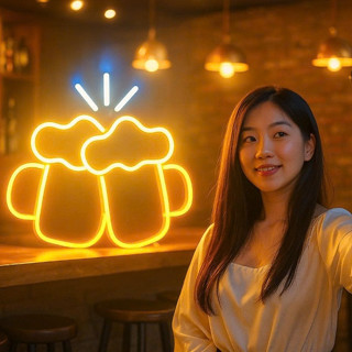 Đèn led neon hình cốc Bia Decor trang trí quán bia quán bar quán ăn quán nhậu decor phòng ngủ