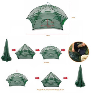 Lồng Ô Bát Quái Bắt Cá, Lưới Bát Quái – Khung Thép Carbon + Nhựa ABS – Lưới Siêu Bền, Dễ Gấp Gọn