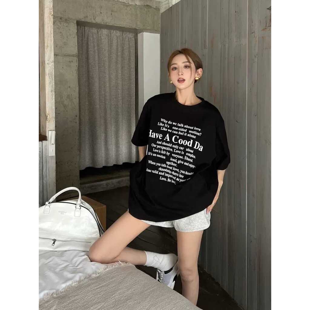 Áo thun basic in chữ Have A Good Day cotton 250gsm xưởng RIDU