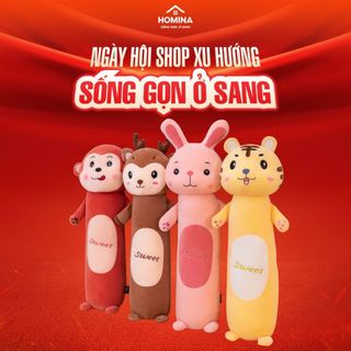  Gối ôm hình thú cho bé - gối thú nhồi bông dài mền mại nghộ nghĩnh đáng yêu size 55cm 70cm 90cm 110cm- HOMINA 