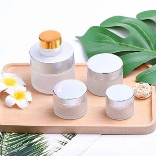  Hủ Đựng Kem  Hũ Chiết Mỹ Phẩm Thủy Tinh Mờ Nắp Bạc 5g 10g 15g 20g Thiết Kế Nhỏ Gọn Sang Trọng Chuyên Dùng Spa 