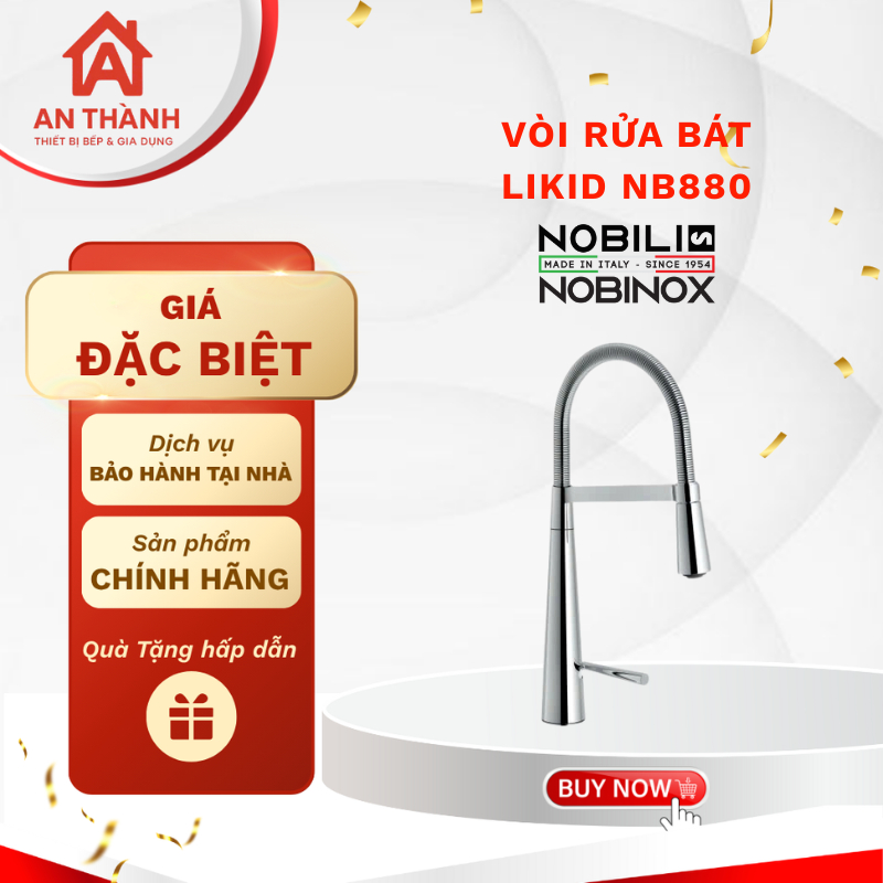 Vòi rửa bát Nobili Nobinox LIKID NB880 chất liệu đồng, không chứa chì - ATH