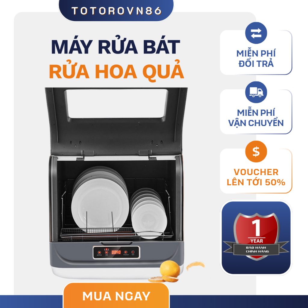 Máy rửa bát đĩa gia đình mini dung tích 5L phù hợp với gia đình 4-5 người, rửa bằng nước nhiệt độ cao