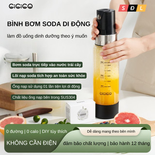 Bình tạo nước Soda di động CiCiCo B604 dung tích 950mL nạp được Soda cho nước ép trái cây