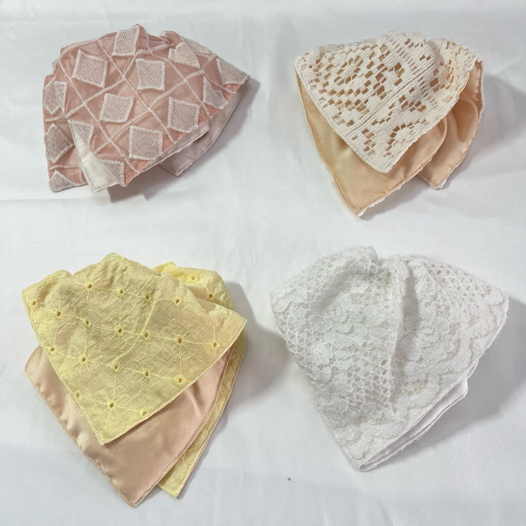Cột tóc scrunchies vuông phối vải ren