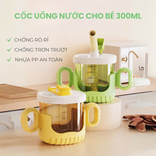  Cốc uống nước cá sấu ly uống nước uống sữa cho bé chia vạch 300ml nhựa an toàn PP chịu nhiệt độ cao và chống rơi 