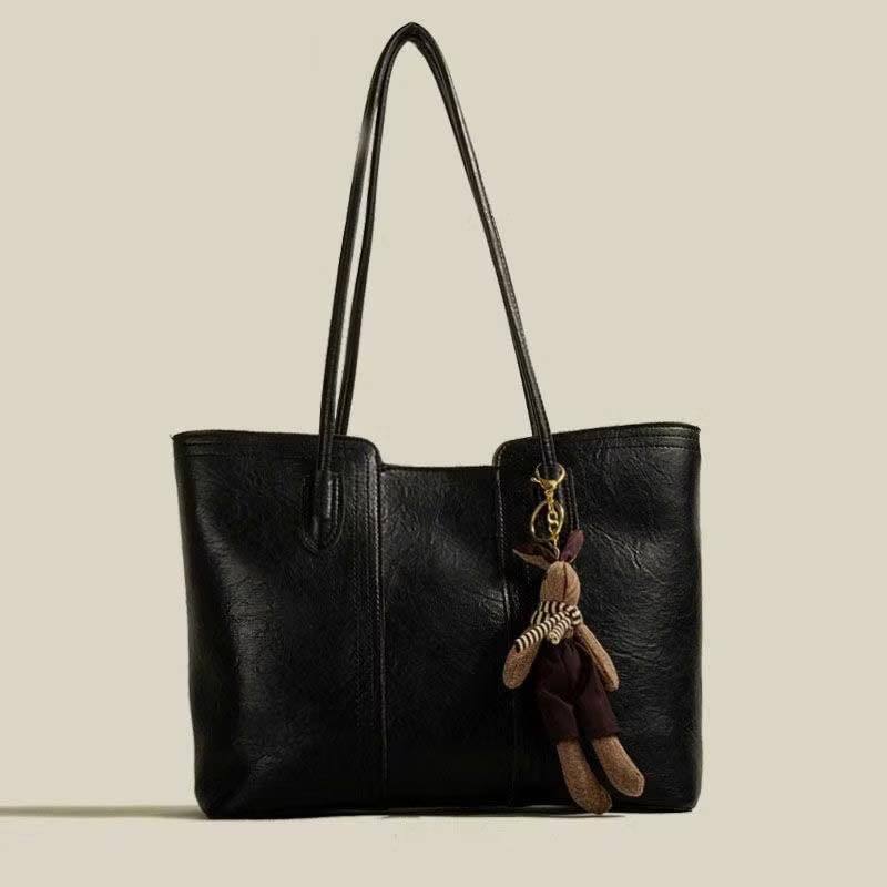 TÚI TOTE THỎ DA MỀM SZ 32CM 2 MÀU ĐEN -NÂU