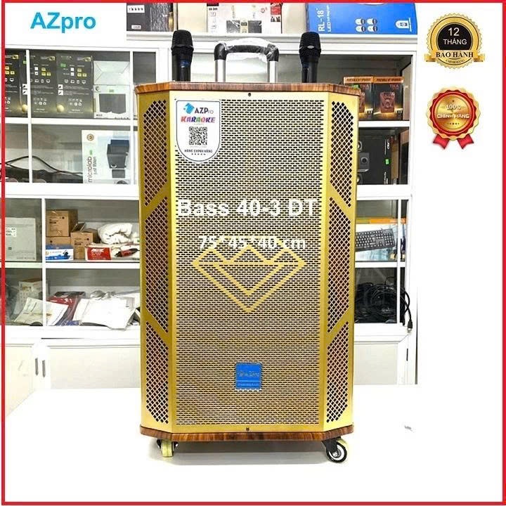 Loa Kéo Bluetooth Chính Hãng AZPro AZ-A16 – Bass 4 Tấc, 3 Đường Tiếng, Tặng 2 Micro Không Dây