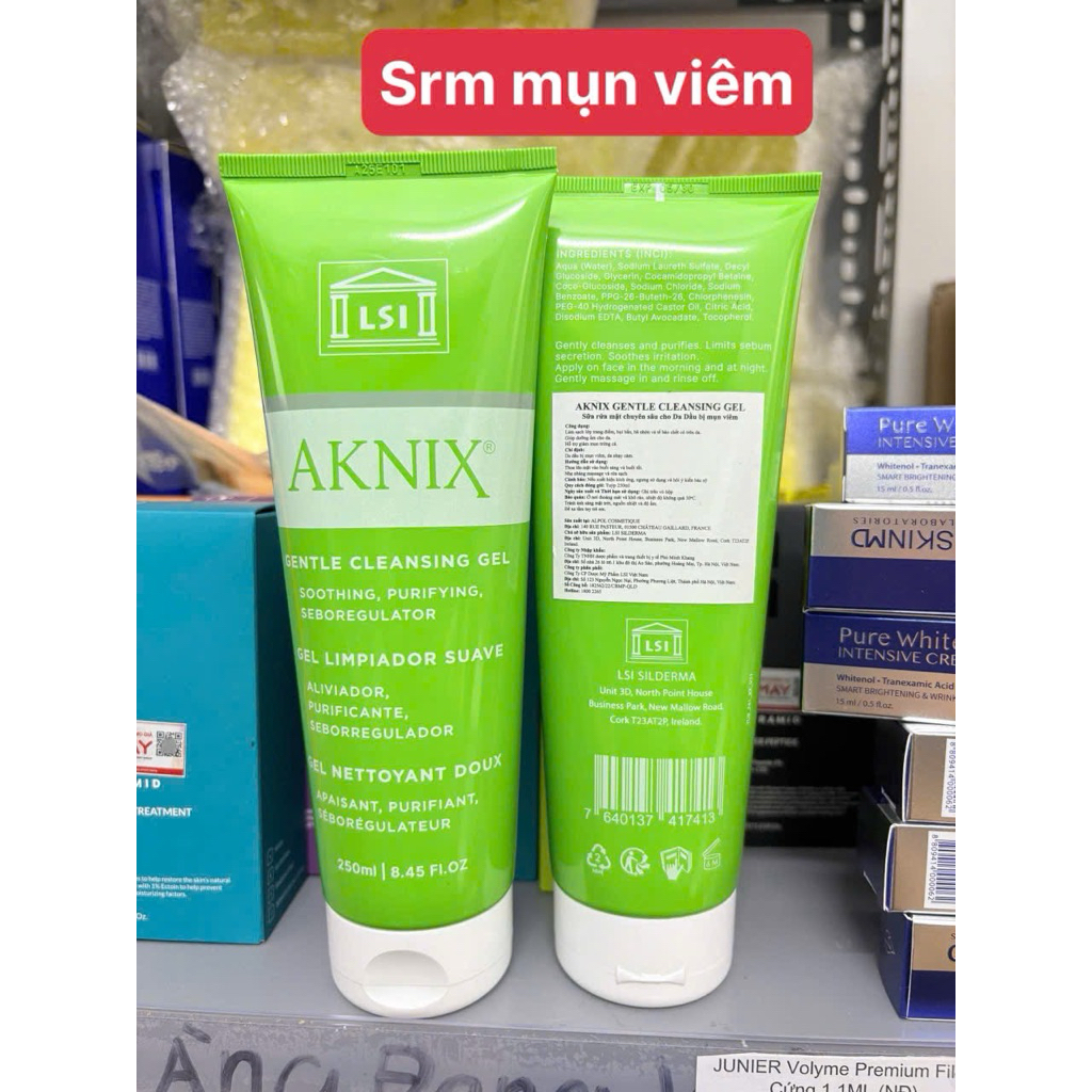 SỮA RỬA MẶT DẠNG GEL CHO DA DẦU, MỤN SƯNG ĐỎ, KIỂM SOÁT DẦU LSI AKNIX GENTLE CLEASING GEL 250ml