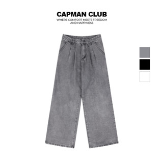 Quần dài jean nam REVAL ống suông rộng xếp ly CAPMAN CLUB, thoải mái đi học - đi làm - đi chơi