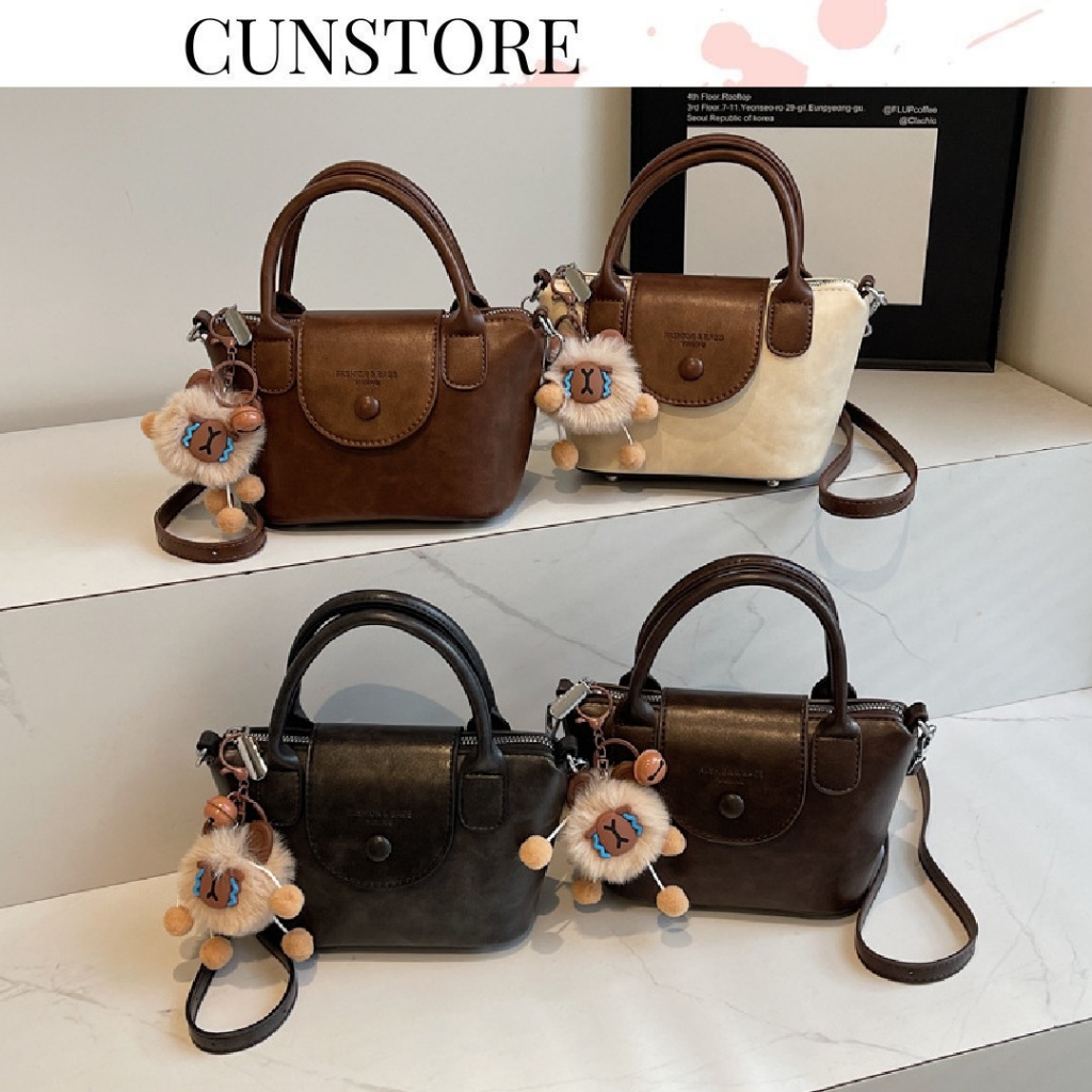 [Tặng Charm Gấu]Túi Xách Nữ Dáng Hộp "Luxe Pearl"   – Khóa Cài Kim Loại CUN255 | BigBuy360 - bigbuy360.vn