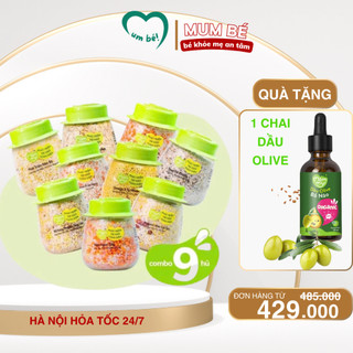  Combo 9 lọ hạt gạo sữa mix hạt sẵn cho bé ăn dặm đầy đủ chất dinh dưỡng kết hợp với nhiều hạt quý 