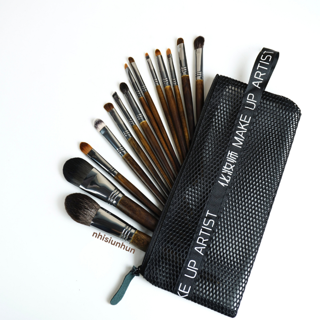 Bộ cọ trang điểm 14 cây OVW lông thú tự nhiên mềm mại kèm túi lưới