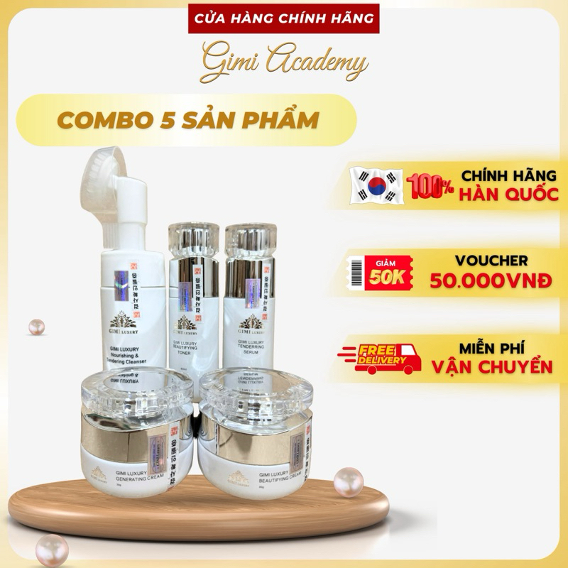 Gimi Luxury :( Không Hộp ) Combo 5 Sản Phẩm  Kem Nám,Tàn Nhan, Trắng da GiMi Luxury Hàn Quốc Sữa rửa