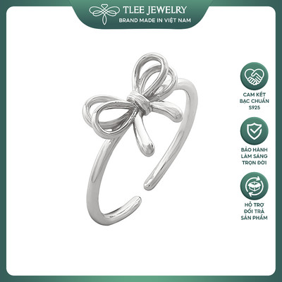 Nhẫn bạc nữ TLEE freesize nơ thắt kép trơn nữ tính TLEE JEWELRY A0391