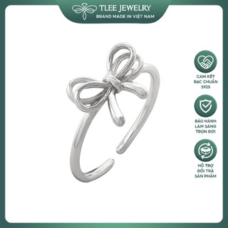  Nhẫn bạc nữ TLEE freesize nơ thắt kép trơn nữ tính TLEE JEWELRY A0391 