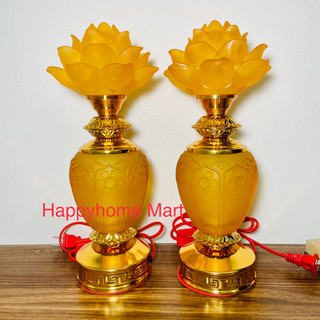 ĐÈN THỜ BÌNH HOA SEN LƯU LY ( 1 đôi )