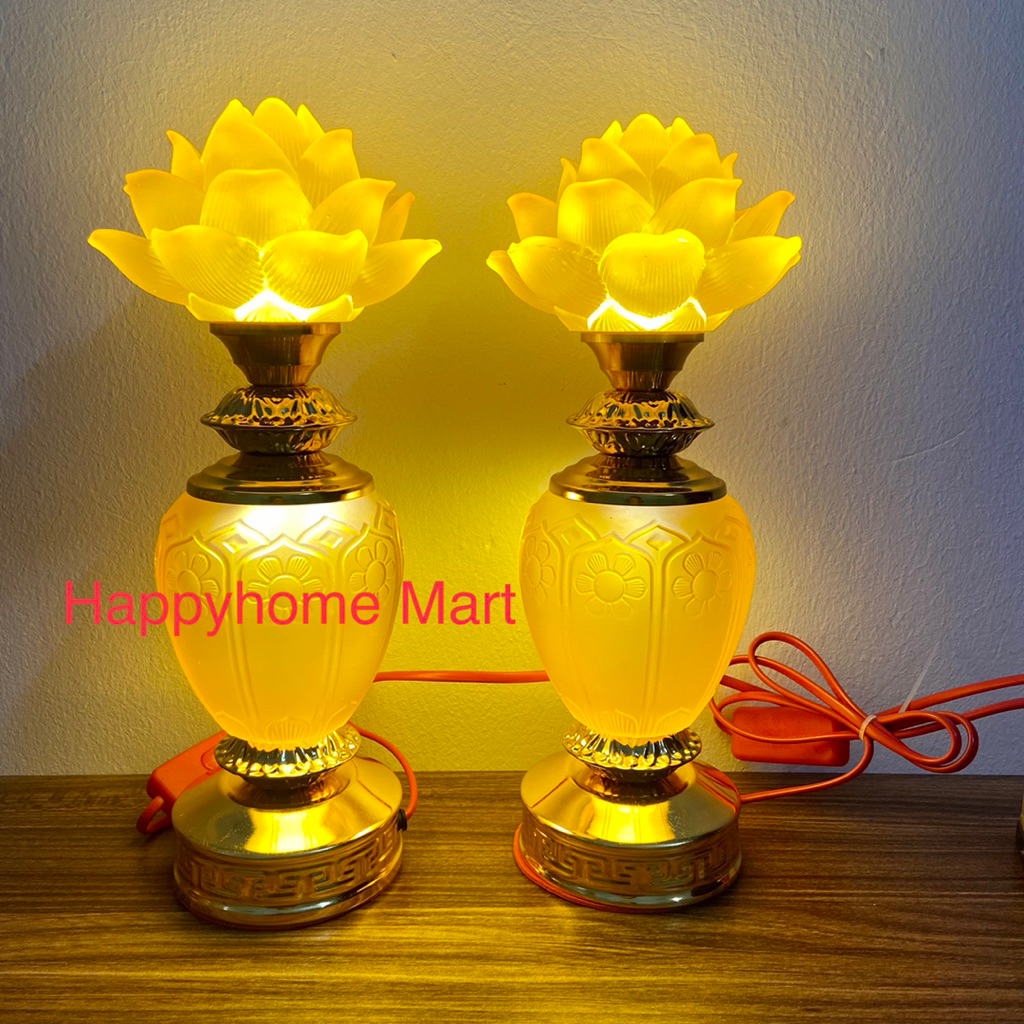 ĐÈN THỜ BÌNH HOA SEN LƯU LY ( 1 đôi )