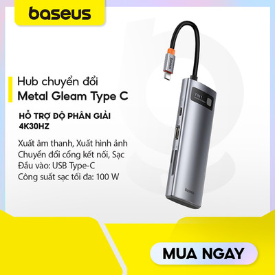 Baseus USB C Hub chia cổng Type C sang HDMI USB 3.0 PD100W 4K cho Laptop Xiaomi Samsung Huawei