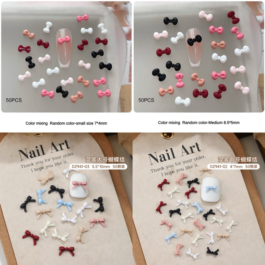 Set 50 charm, phụ kiện nơ trang trí móng tay nghệ thuật No20, No21