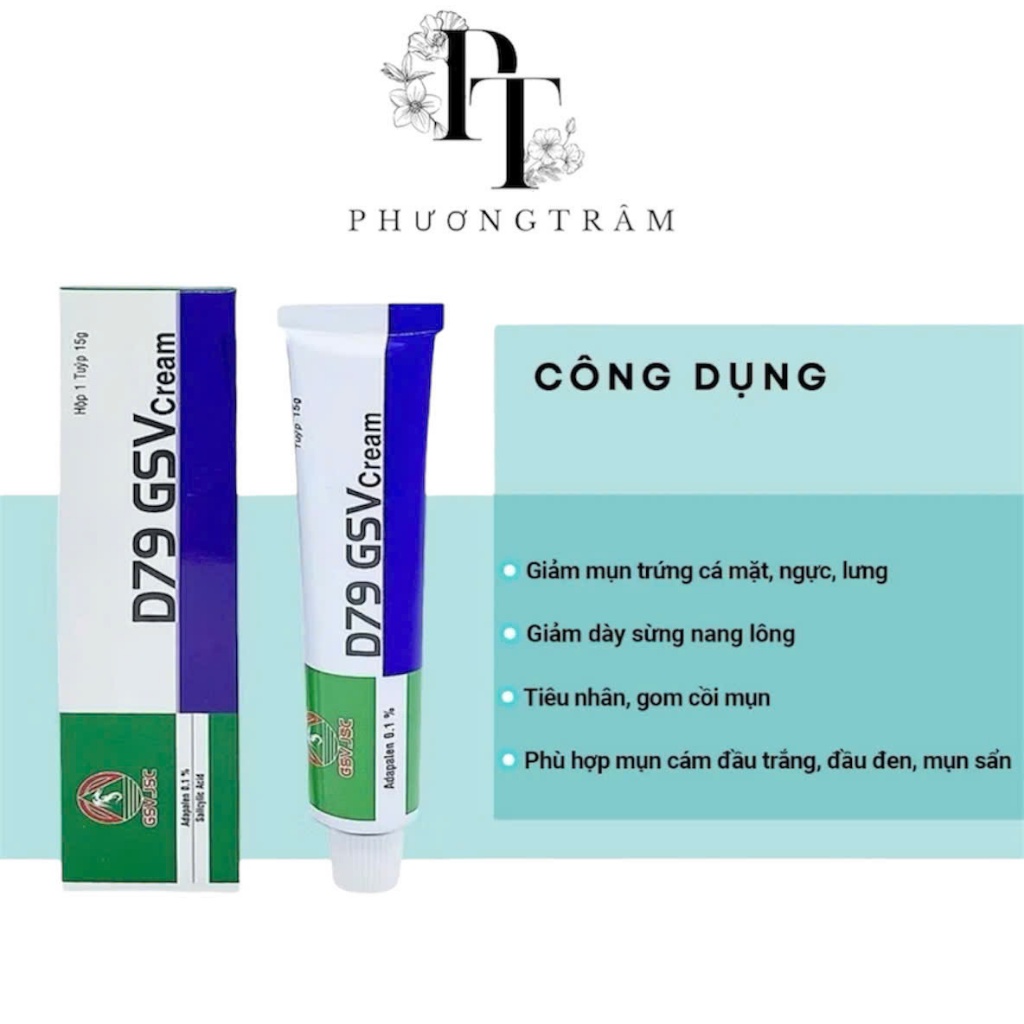D79 GSV Cream Giảm Mụn Trứng Cá, Mụn Lưng, Dày Sừng Nang Lông An Toàn Cho Mọi Loại Da 15g CHÍNH HÃNG