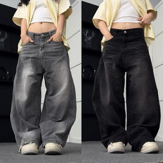 QUẦN JEAN ỐNG CONG - Quần jeans trơn form ống rộng vải washed màu XÁM form Unisex nam nữ Jaystoree