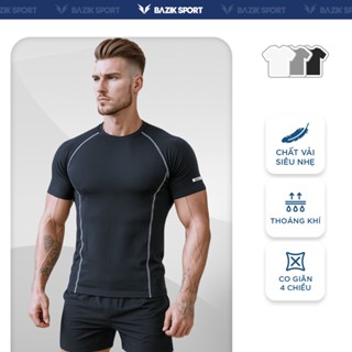 Áo Thun Thể Thao BAZIK Bodyfit ActivePro Thoải Mái Tập Gym, Chạy Bộ, Thể Thao Form Slimfit Màu Đen - Ghi