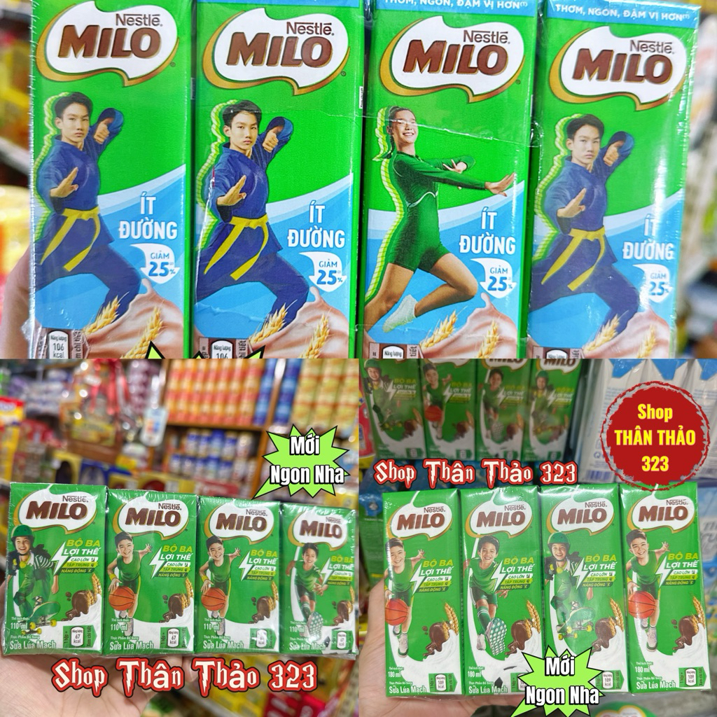 Sữa Milo Ít Ngọt 180ml (1ốc x 4hộp)
