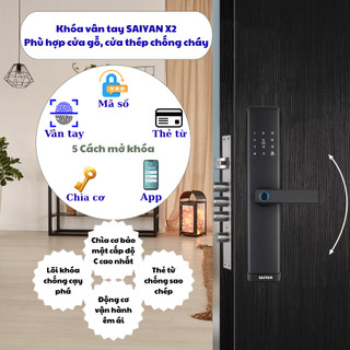  Khóa thông minh cửa gỗ,cửa thép SAIYAN Model X2 cho cửa chung cư 