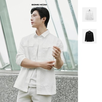 Áo Sơ Mi Nam Relaxed Snap Line Pattern, Chất Vải Cotton Thoải Mái, SM0145, SOME HOW STORE