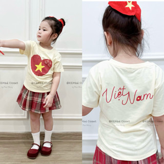  Áo Phông Trái Tim Ngôi Sao Việt Nam Cho Bé Trai và Bé Gái Lễ Quốc Khánh 2 9 