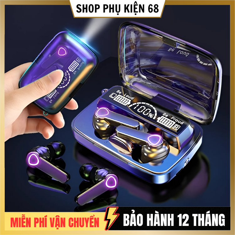 Tai Nghe Bluetooth M19 / F9 / M10 / M100 PRO Không Dây, Có Đèn Led, Âm Thanh Đỉnh Cao - Pin Khủng - Chống Nước Tốt
