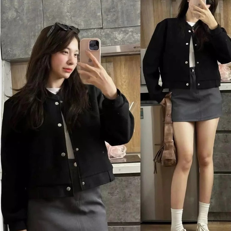 AÓ Khoác Bomber Dạ Ép Dáng Ngắn Croptop Nữ ,Chất Liệu Dạ Ép Hàn Quốc Loại 1 Phù Hợp Mặc  Thu Đông Tết 2025 | BigBuy360 - bigbuy360.vn