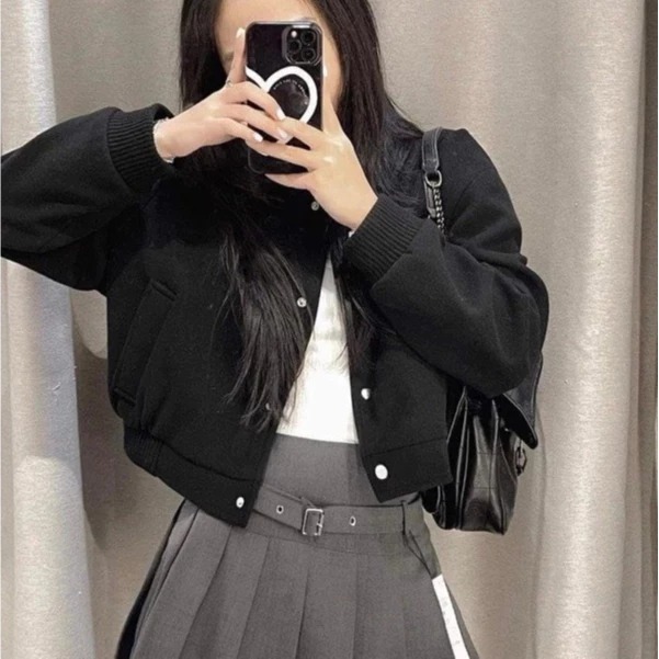 AÓ Khoác Bomber Dạ Ép Dáng Ngắn Croptop Nữ ,Chất Liệu Dạ Ép Hàn Quốc Loại 1 Phù Hợp Mặc  Thu Đông Tết 2025 | BigBuy360 - bigbuy360.vn