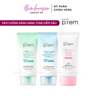 Kem chống nắng cho da mụn Make Prem P:rem No Sebum xanh lá Apieu MADECASSOSIDE SUN CREAM SPF39++