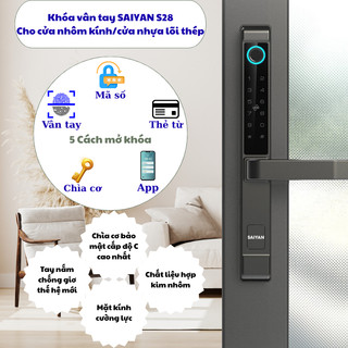  Khóa thông minh cửa nhôm SAIYAN S28 có thể lắp đặt cửa ngoài trời vân tay chống giơ 