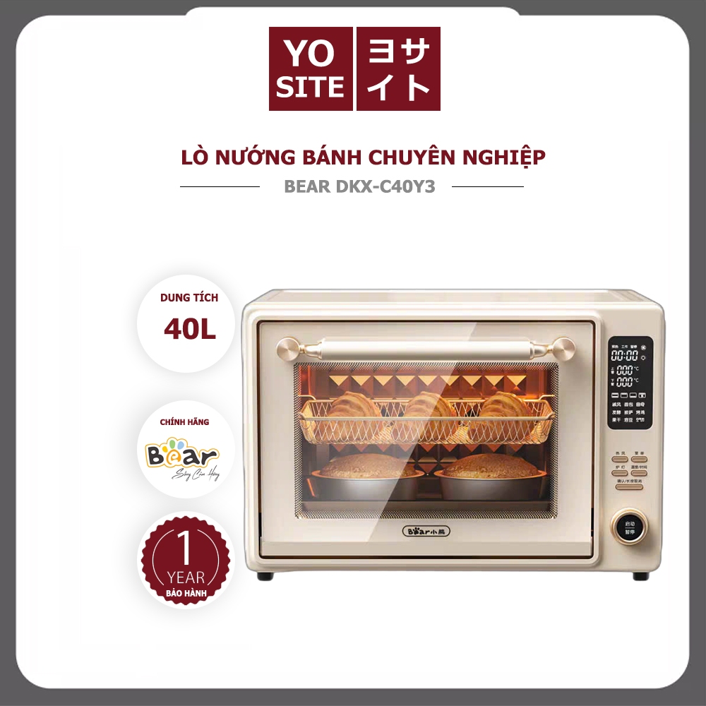 [ĐỜI MỚI NHẤT] Lò nướng điện 40l Bear DKX-C40Y3 l lò nướng đối lưu, màn hình cảm ứng, chuyên nướng b