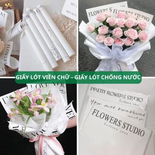 Giấy gói hoa kraft trắng in chữ Tiếng Anh không thấm nước - Giấy gói quà giấy gói hoa giấy bó hoa 