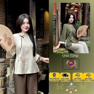 Ms47 Pháp phục lễ chùa thêu ngộ lùn.Nhiều Màu. Pháp phục đi chùa, quần áo đi lễ chùa